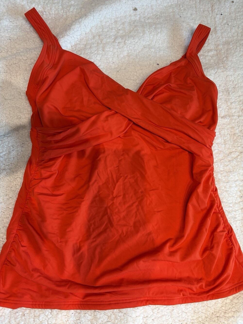 Bright Underwire Lands End Tankini Top 6 DD Coral Orange Women’s Swim